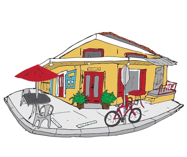 Who Dat Cafe Streetcorner drawing