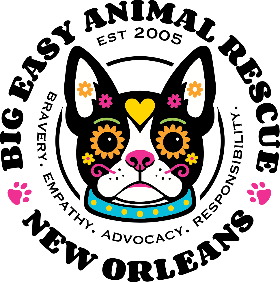 Full badge logo for Big Easy Animal Rescue est 2005 Bravery Empathy Advocacy Responsibility