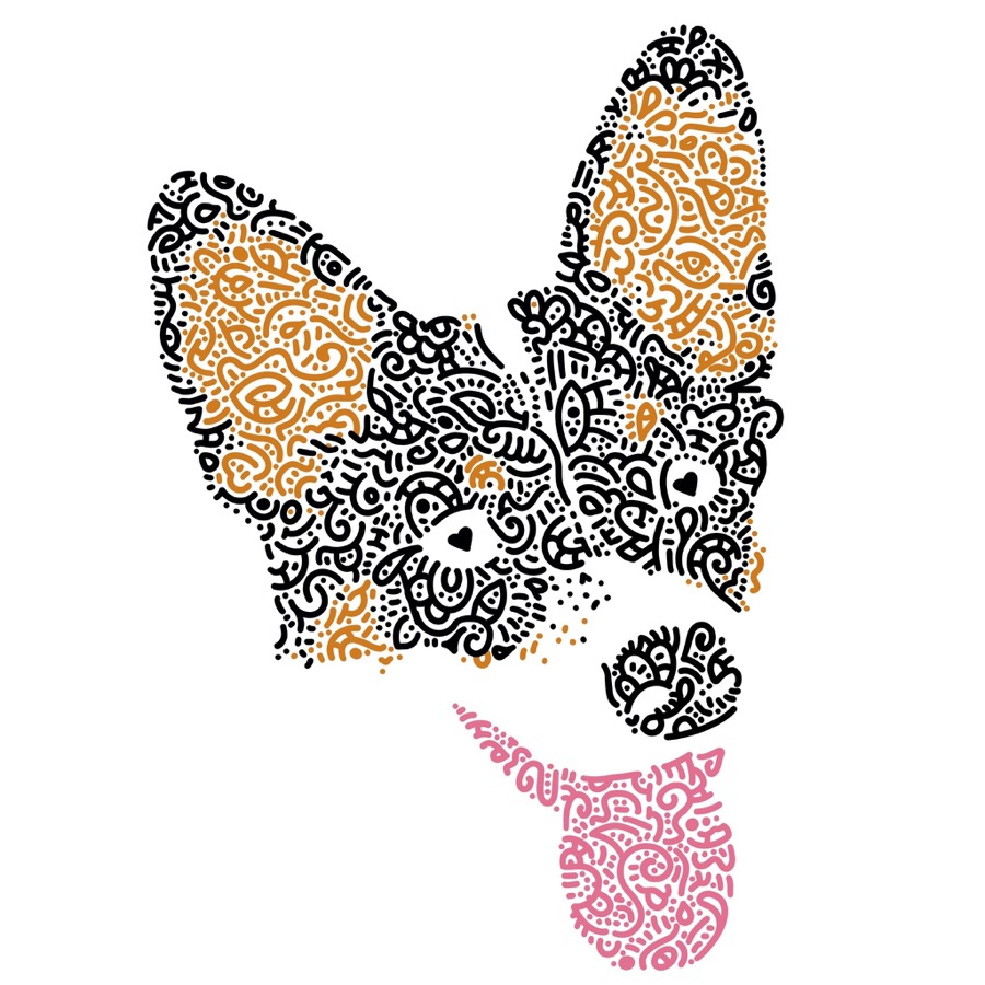 Stylized illustrated pet portrait